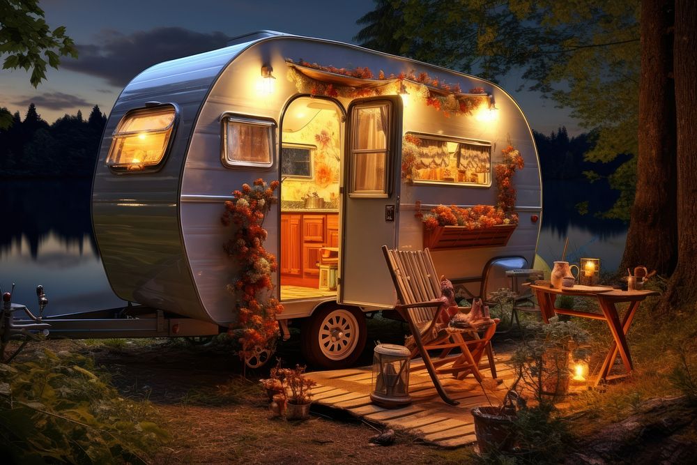 Caravan outdoors vehicle camping. AI generated Image by rawpixel.