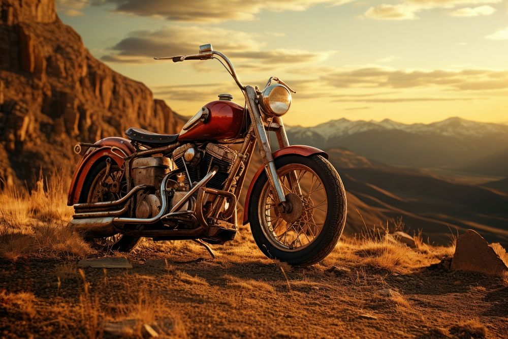 Motorcycle outdoors vehicle nature. AI generated Image by rawpixel.