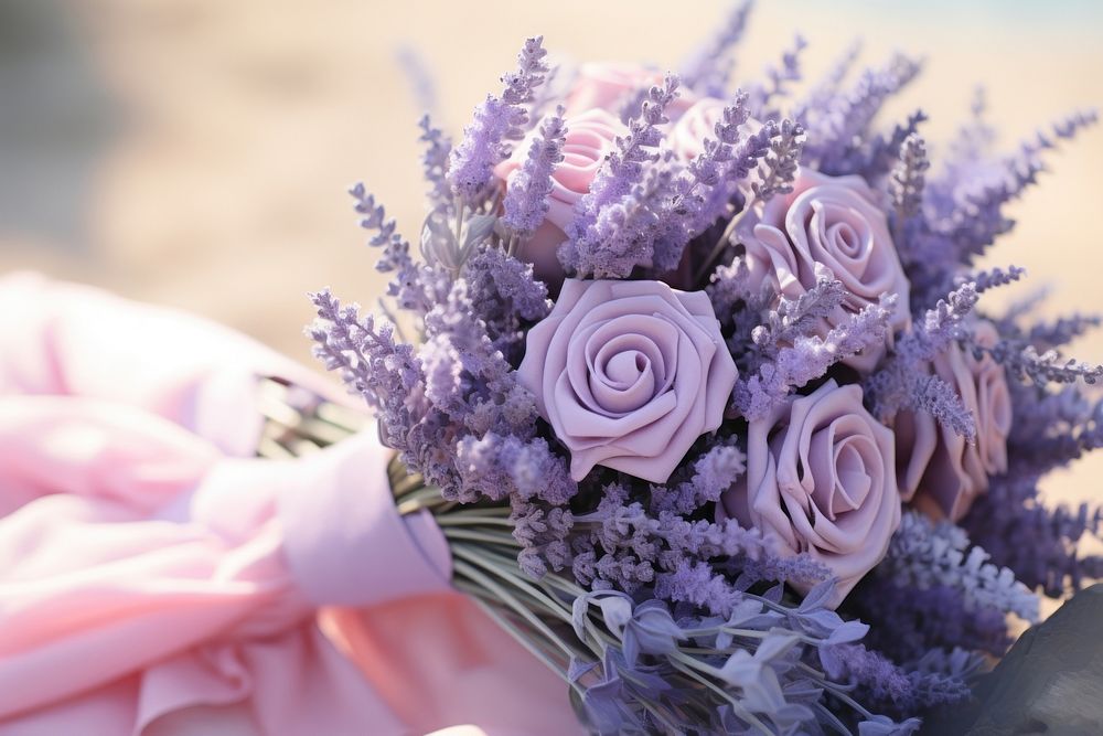Lavender bouquet wedding flower purple. AI generated Image by rawpixel.