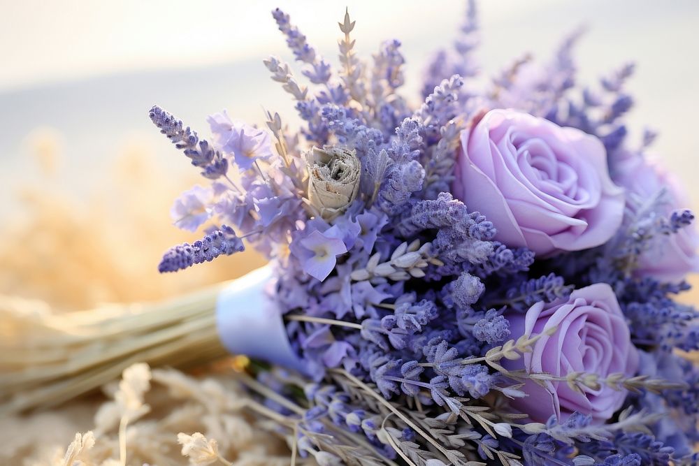 Lavender bouquet flower purple plant. AI generated Image by rawpixel.