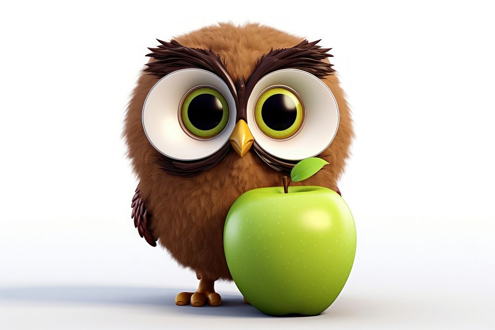 Owl apple plant cute. AI generated Image by rawpixel.