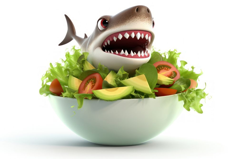 Shark vegetable lettuce salad. AI generated Image by rawpixel.