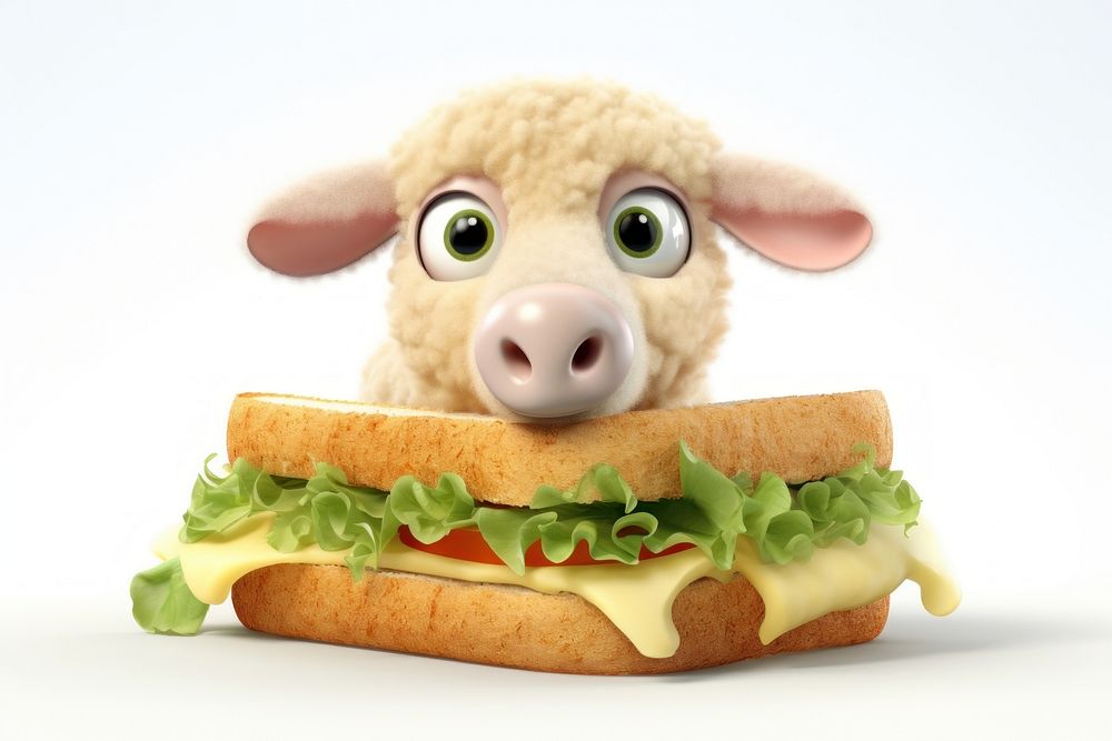 Sheep sandwich animal food. AI generated Image by rawpixel.