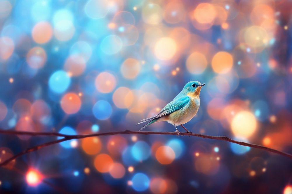 Blue bird pattern bokeh effect background outdoors animal nature. AI generated Image by rawpixel.