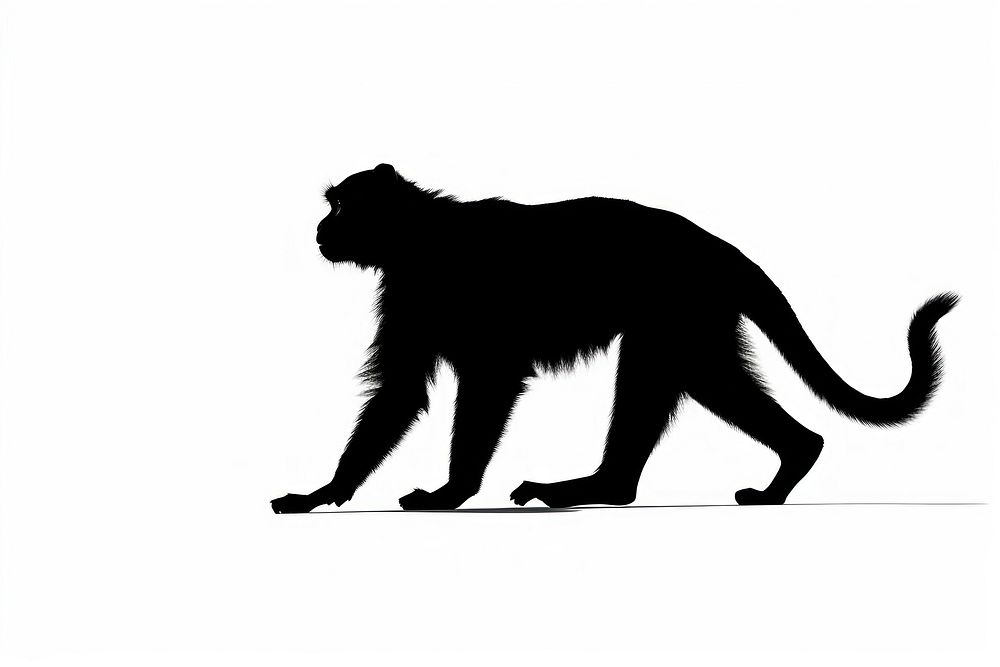 Walking monkey silhouette wildlife mammal. AI generated Image by rawpixel.