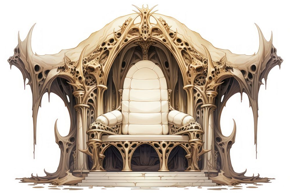 Bone throne white background architecture sculpture. AI generated Image by rawpixel.