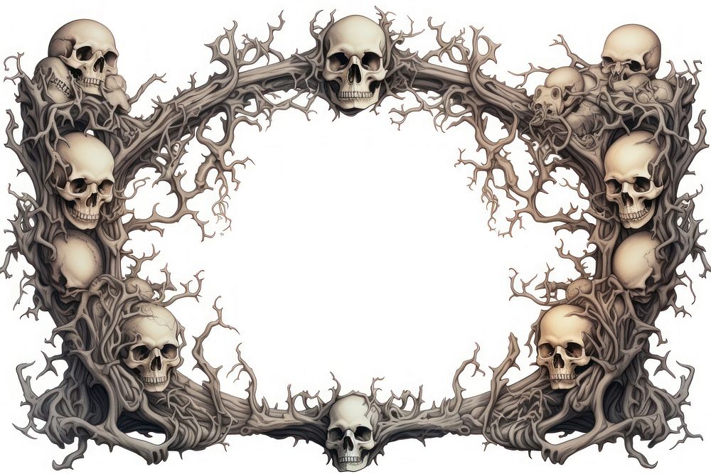 Bone frame white background wedding spooky. AI generated Image by rawpixel.