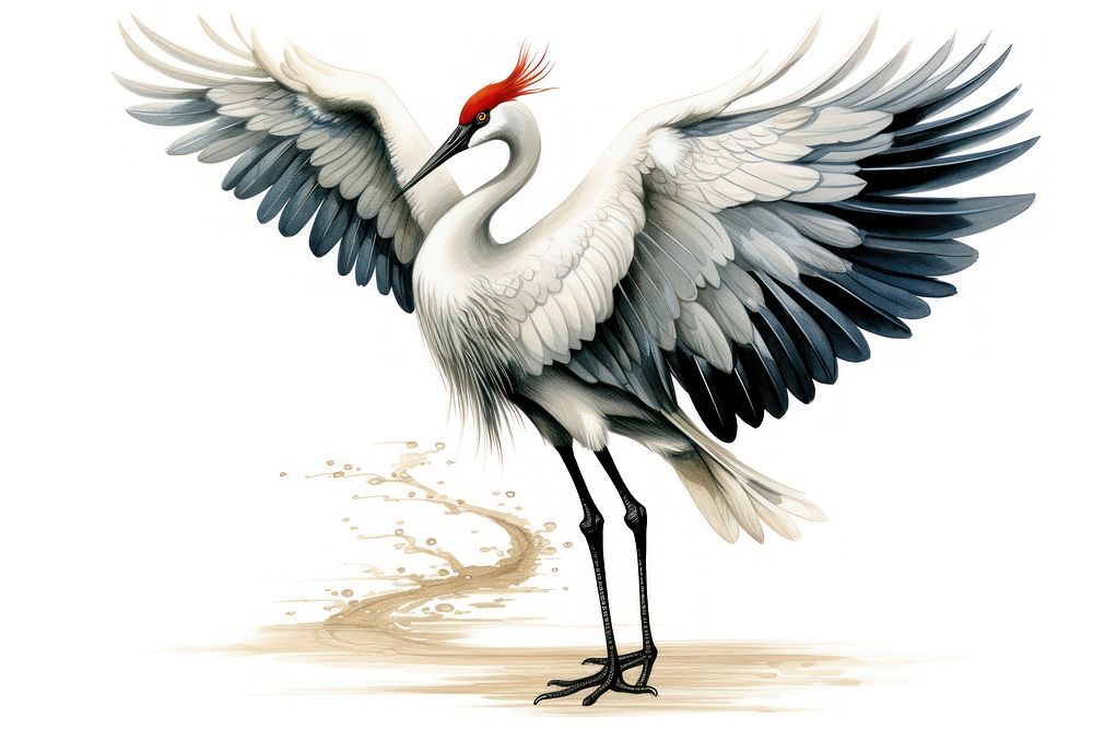 Kung fu crane drawing animal | Free Photo Illustration - rawpixel