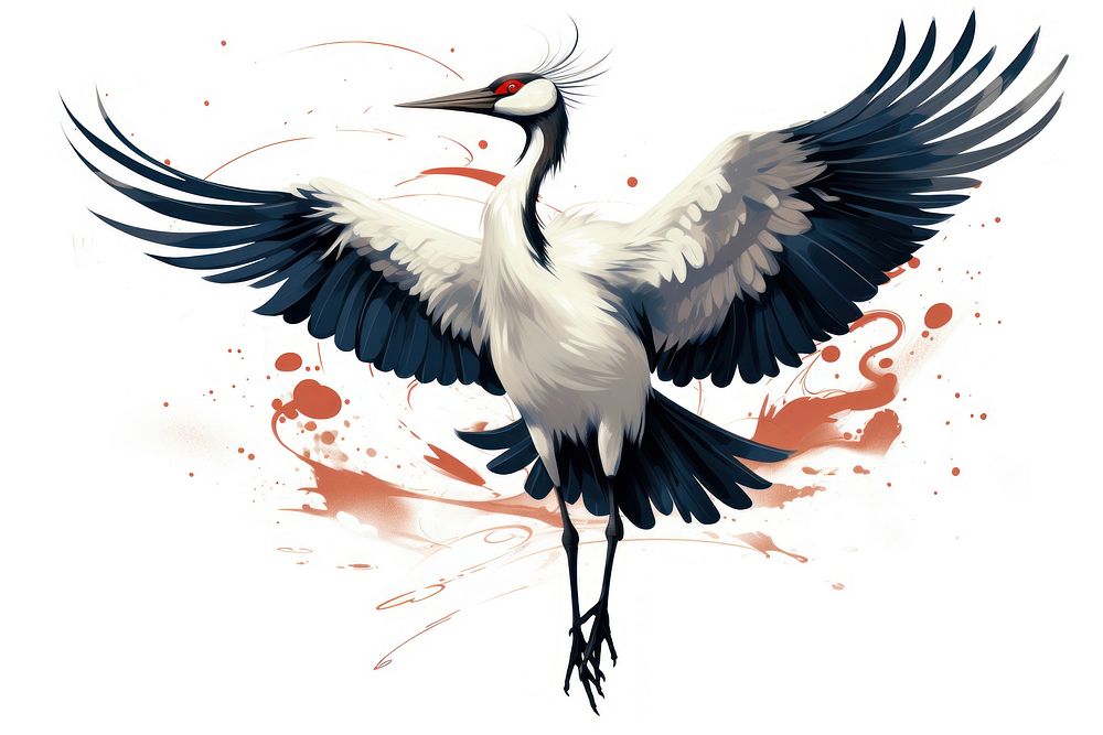 Kung fu crane drawing animal stork. AI generated Image by rawpixel.