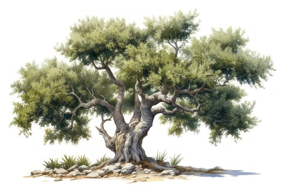 Olive tree drawing sketch plant. AI generated Image by rawpixel.
