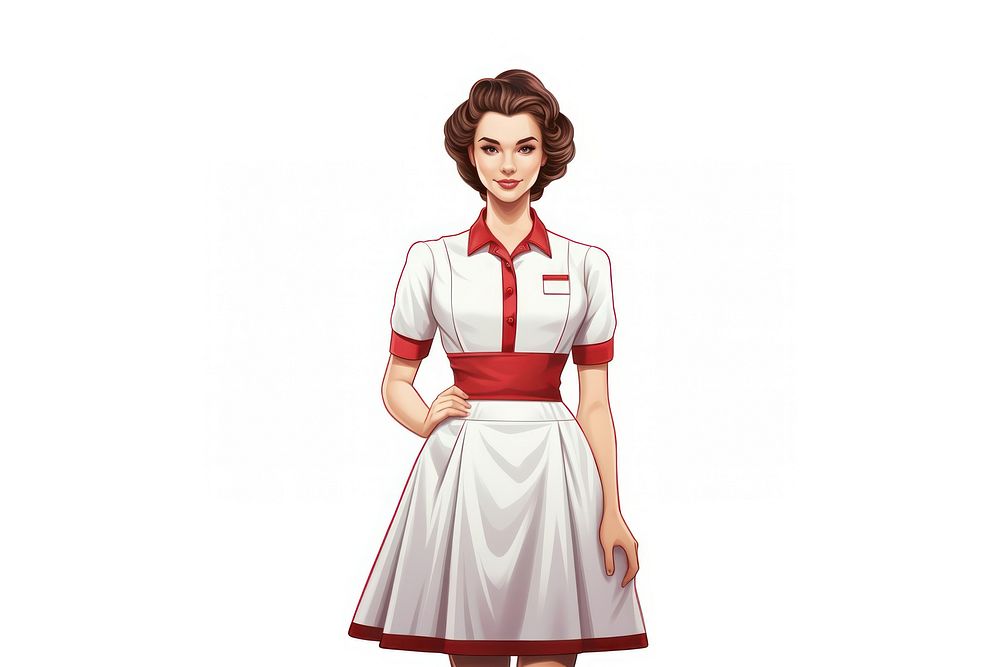 Nurse costume dress white background hairstyle. AI generated Image by rawpixel.