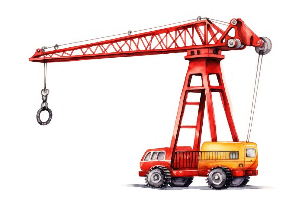 Toy crane vehicle white background transportation. AI generated Image by rawpixel.