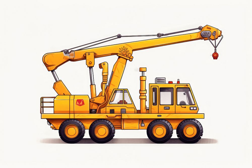 Toy crane vehicle  white background construction. AI generated Image by rawpixel.
