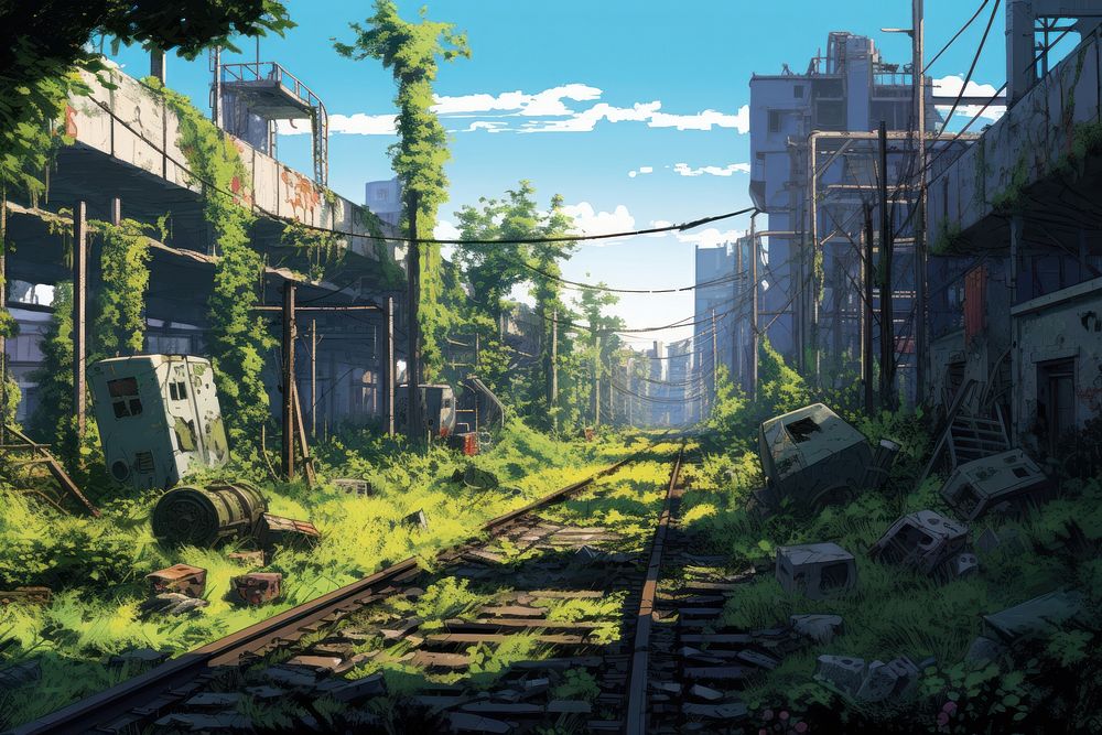 Overgrown post apocalyptic architecture building city. AI generated Image by rawpixel.