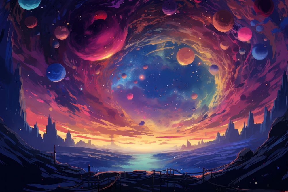 Cosmic painting outdoors nature. AI generated Image by rawpixel.