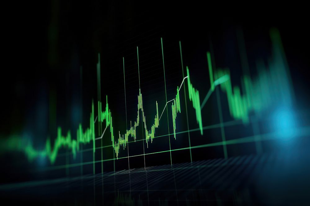 Stock charts backgrounds graph green. AI generated Image by rawpixel.