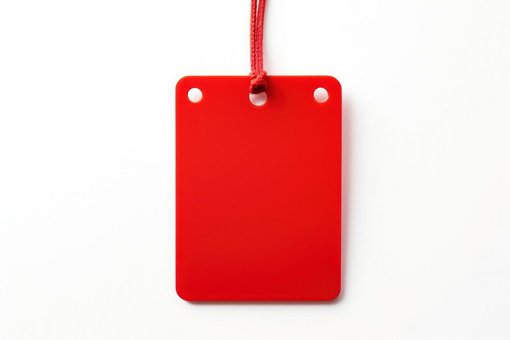 Red rectangle shape hanging white background accessories. AI generated Image by rawpixel.