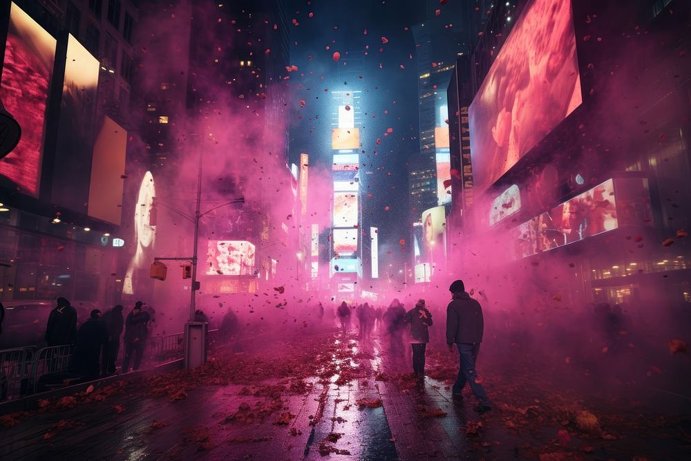 Times Square New Year city event advertisement. AI generated Image by rawpixel.