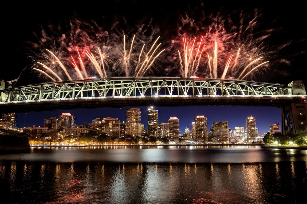 Harbour Bridge fireworks bridge architecture. AI generated Image by rawpixel.