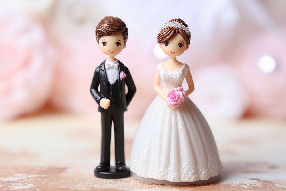 Same-gender marriage figurine toy representation. AI generated Image by rawpixel.