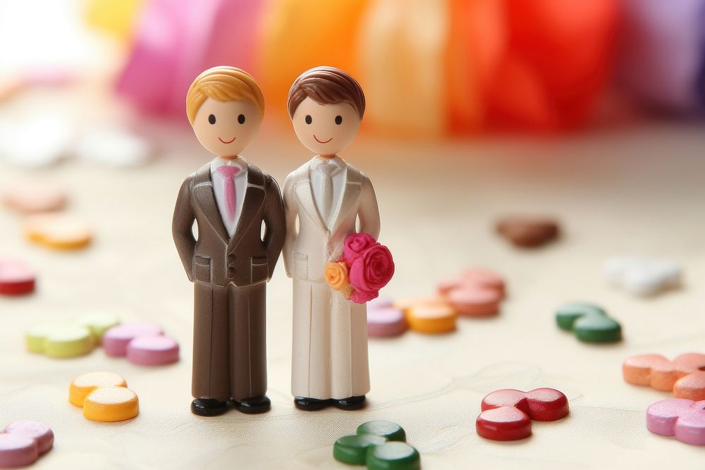 Equal marriage figurine toy togetherness. AI generated Image by rawpixel.
