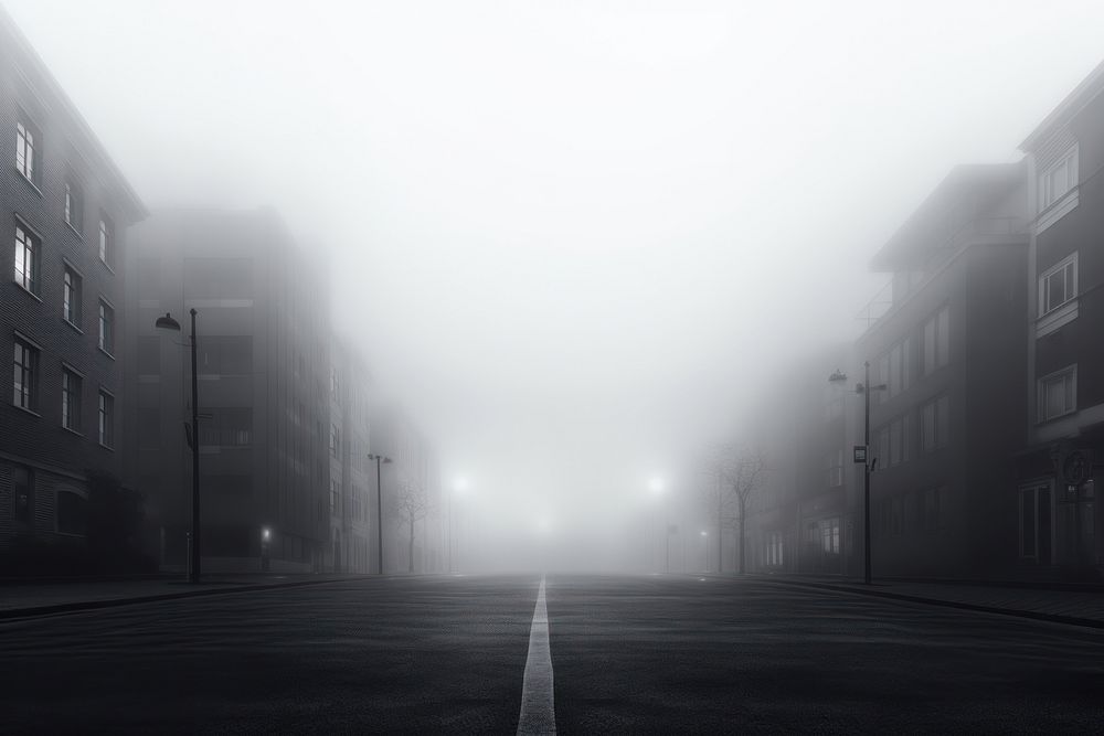 Foggy street abstract outdoors city road. AI generated Image by rawpixel.