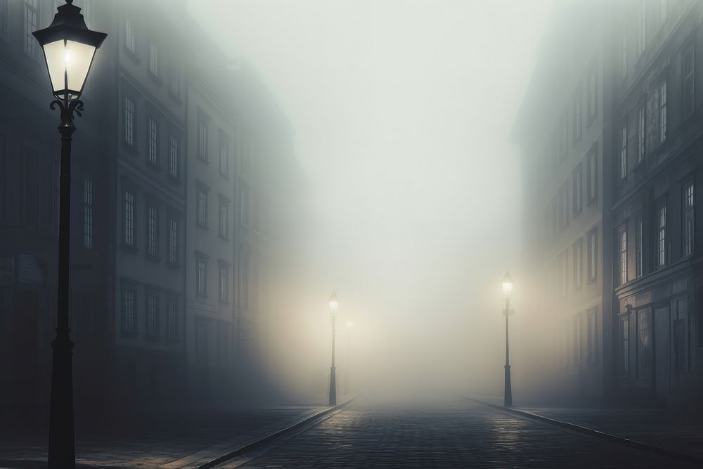 Foggy street outdoors nature city. AI generated Image by rawpixel.