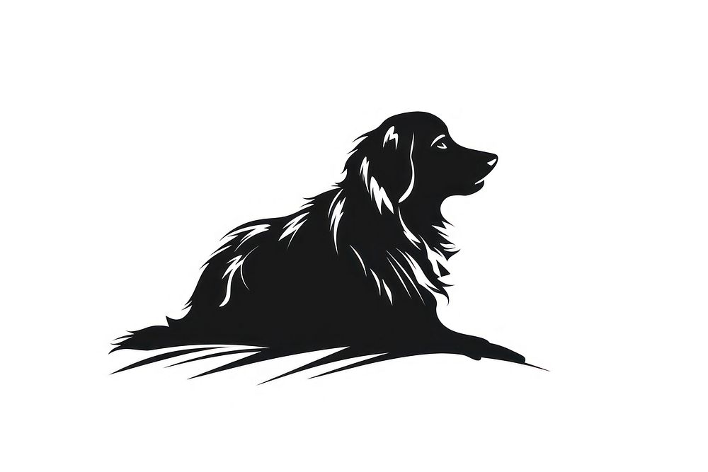 Dog on rectangle shape silhouette drawing mammal. AI generated Image by rawpixel.