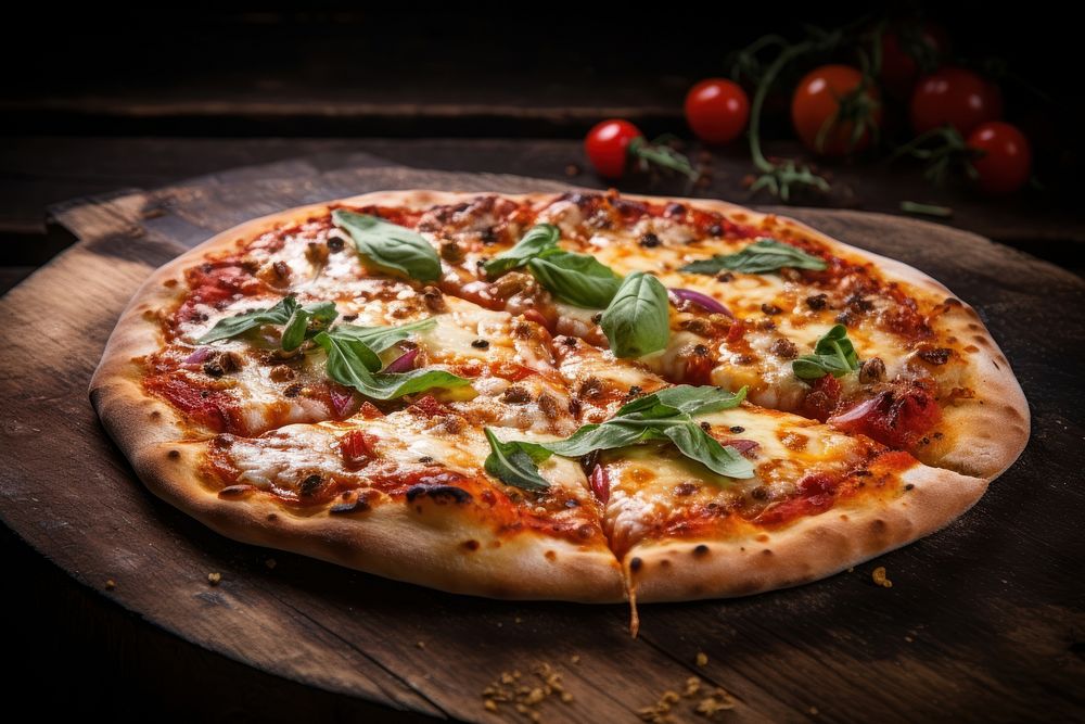 Pizza rustic table food. AI generated Image by rawpixel.