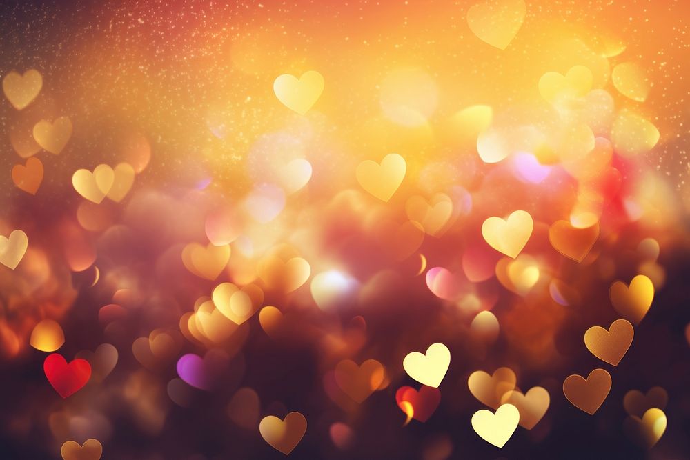 Heart pattern bokeh effect background backgrounds light gold. AI generated Image by rawpixel.