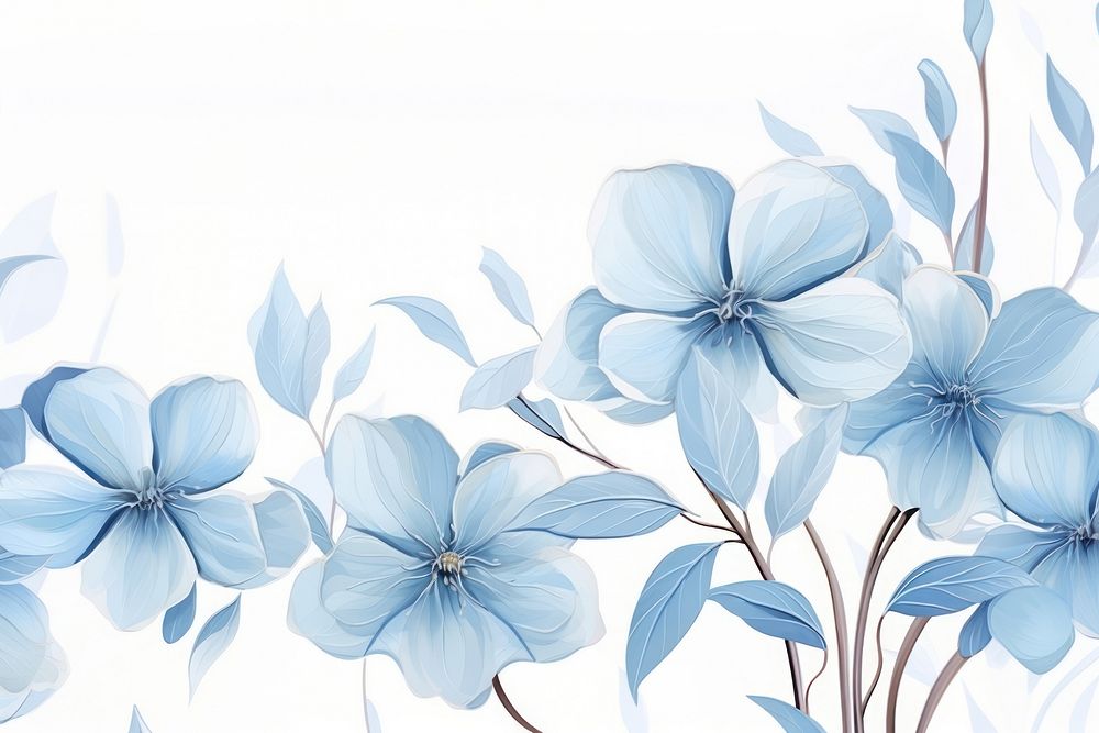 Blue flower backgrounds painting pattern. AI generated Image by rawpixel.