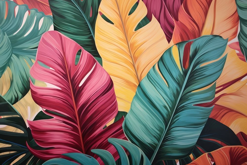 Palm leaf painting backgrounds pattern. AI generated Image by rawpixel.