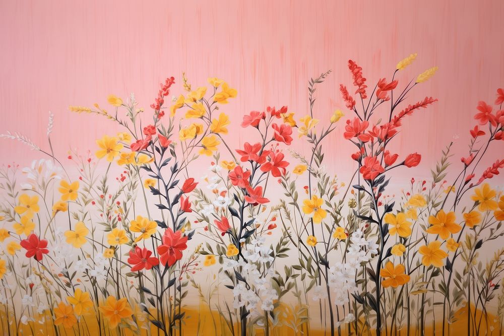 Wild flower painting backgrounds pattern. AI generated Image by rawpixel.