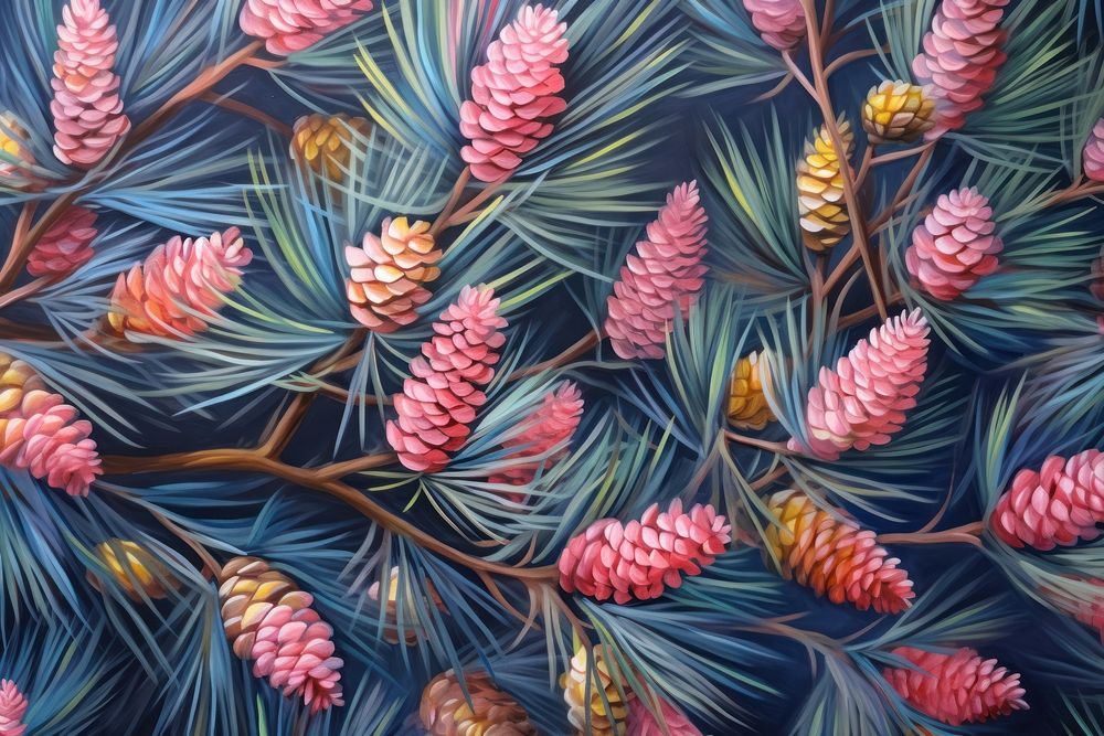 Pine backgrounds painting plant. AI generated Image by rawpixel.