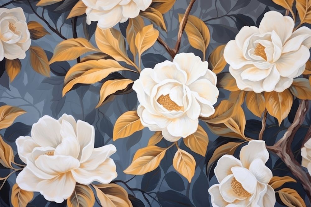 Flower ornament white roses backgrounds wallpaper painting. AI generated Image by rawpixel.