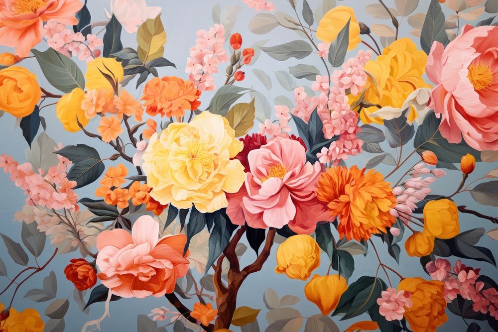 Flowers painting backgrounds wallpaper. AI generated Image by rawpixel.