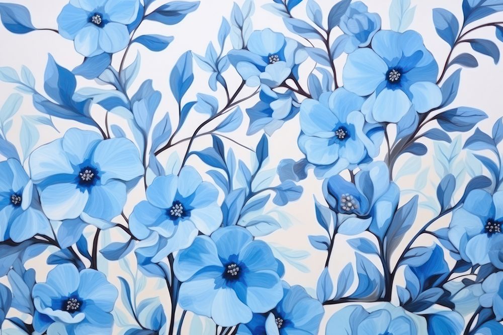 Blue flower backgrounds wallpaper painting. AI generated Image by rawpixel.