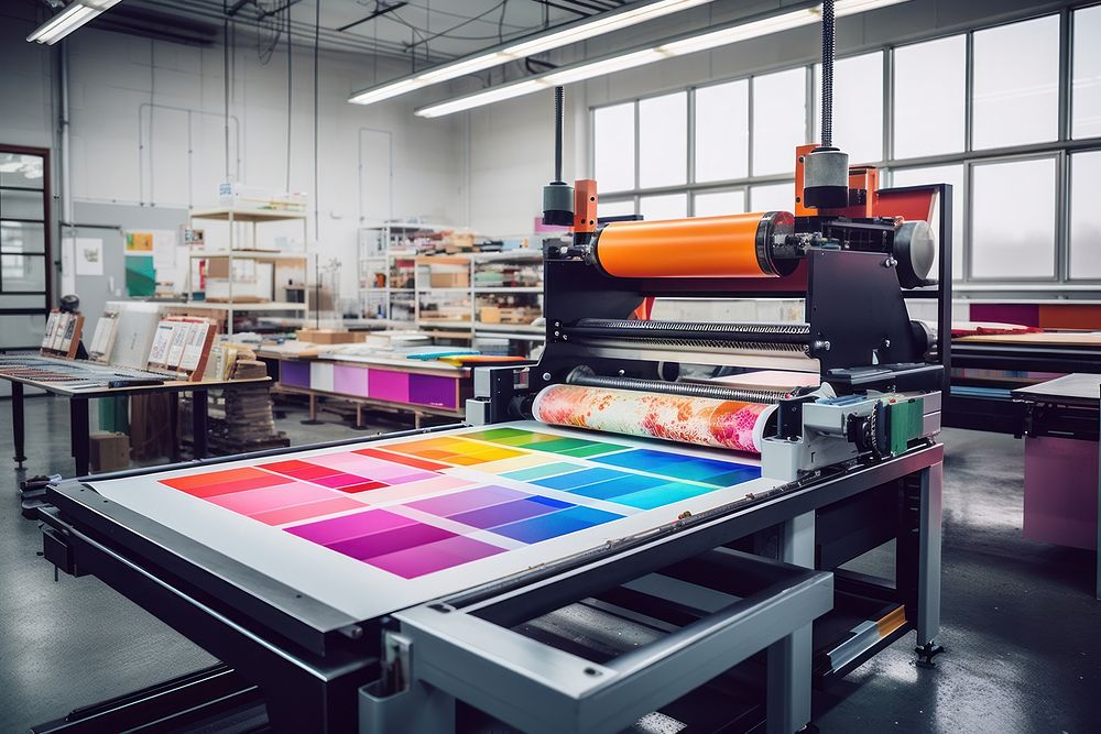 Printing press manufacturing machine factory. AI generated Image by rawpixel.
