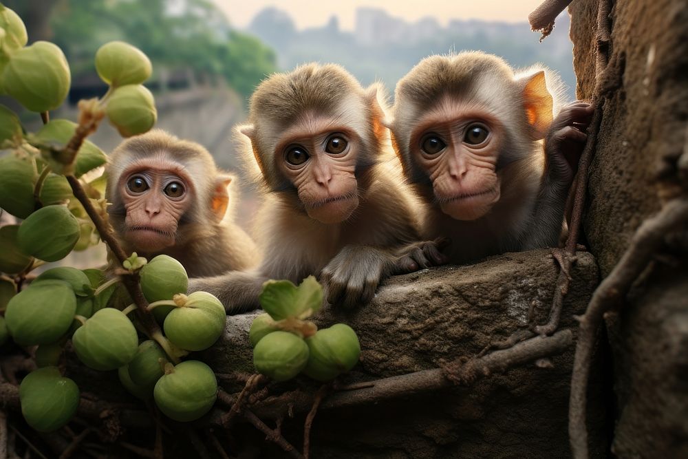 Monkeys monkey wildlife animal. AI generated Image by rawpixel.