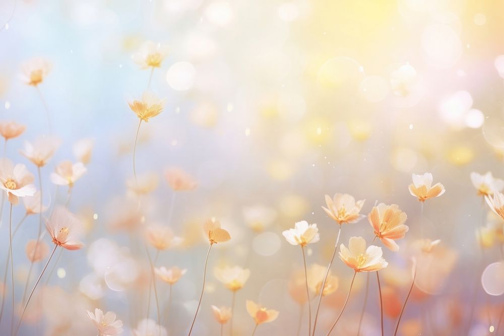 Mimimal flowers pattern bokeh effect background backgrounds outdoors blossom. AI generated Image by rawpixel.