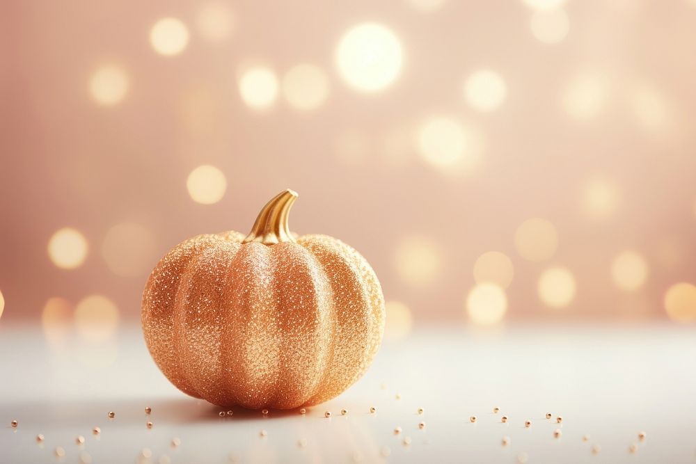 Pumpkin shape pattern bokeh effect background vegetable plant gold. AI generated Image by rawpixel.