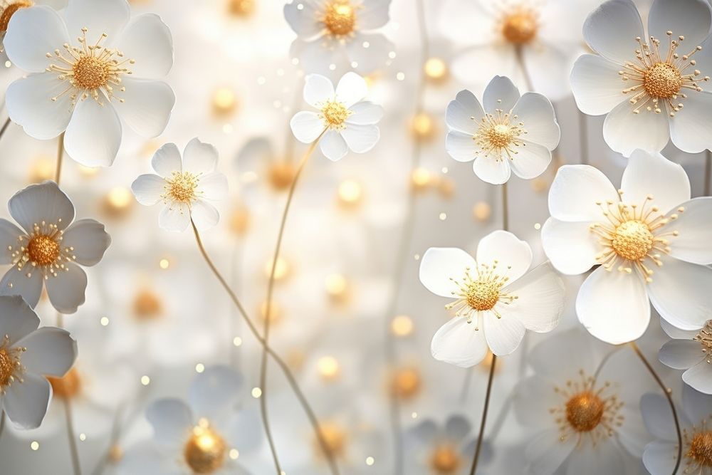 Minimal flowers shape pattern bokeh effect background backgrounds blossom nature. AI generated Image by rawpixel.