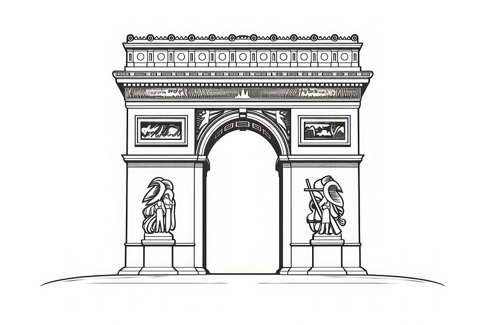 Arc de Triomphe architecture drawing sketch. AI generated Image by rawpixel.