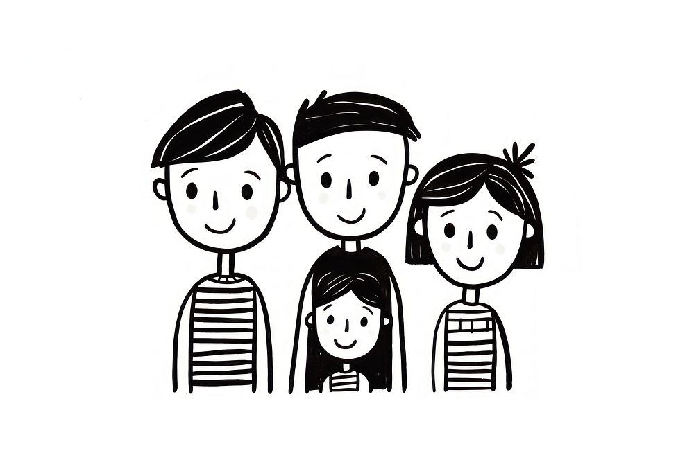 Family portrait drawing sketch white. AI generated Image by rawpixel.