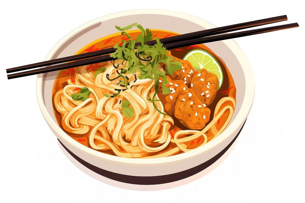 Khao soi chopsticks soup food. AI generated Image by rawpixel.
