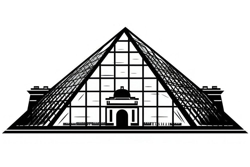 Piramida louvre museum white background architecture silhouette. AI generated Image by rawpixel.