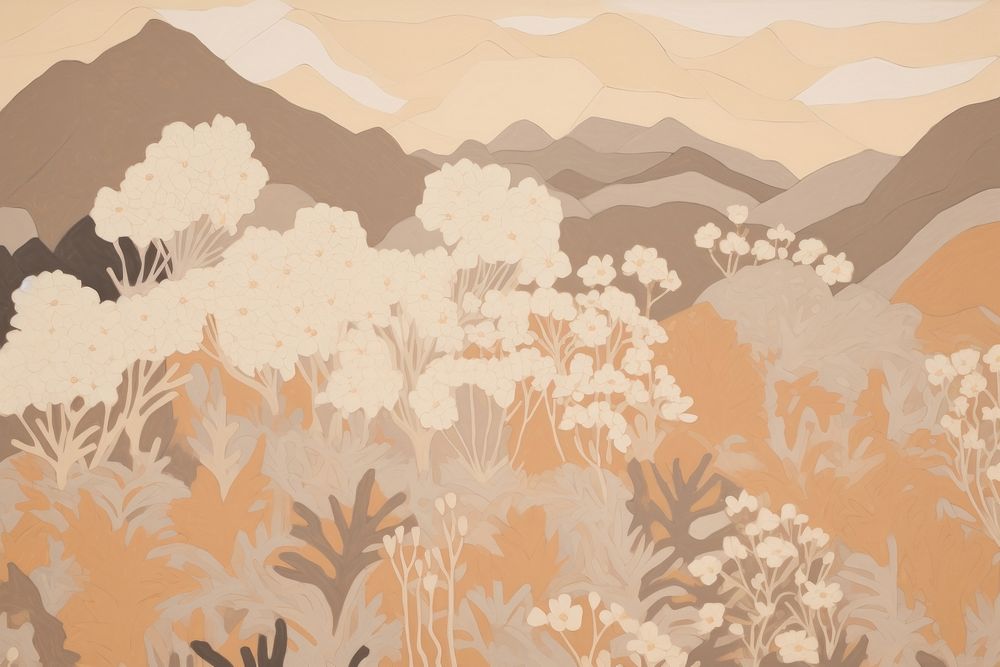 Aesthetic mountain flower background backgrounds outdoors painting. 