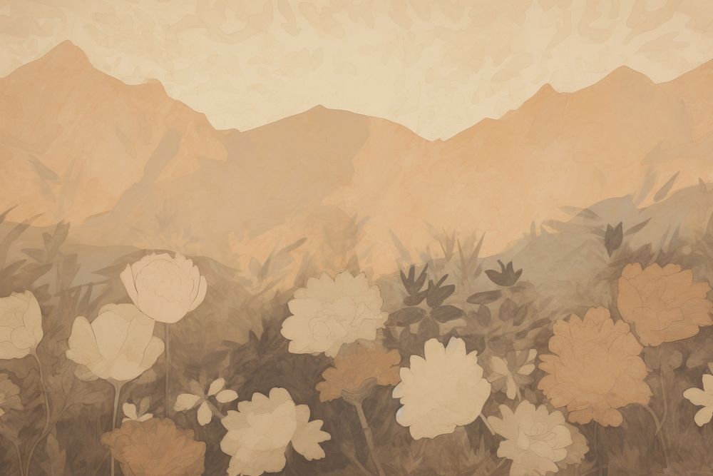 Painting of aesthetic mountain flower background backgrounds outdoors nature. 