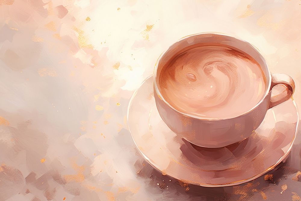 Aesthetic coffee cup background saucer drink latte. AI generated Image by rawpixel.