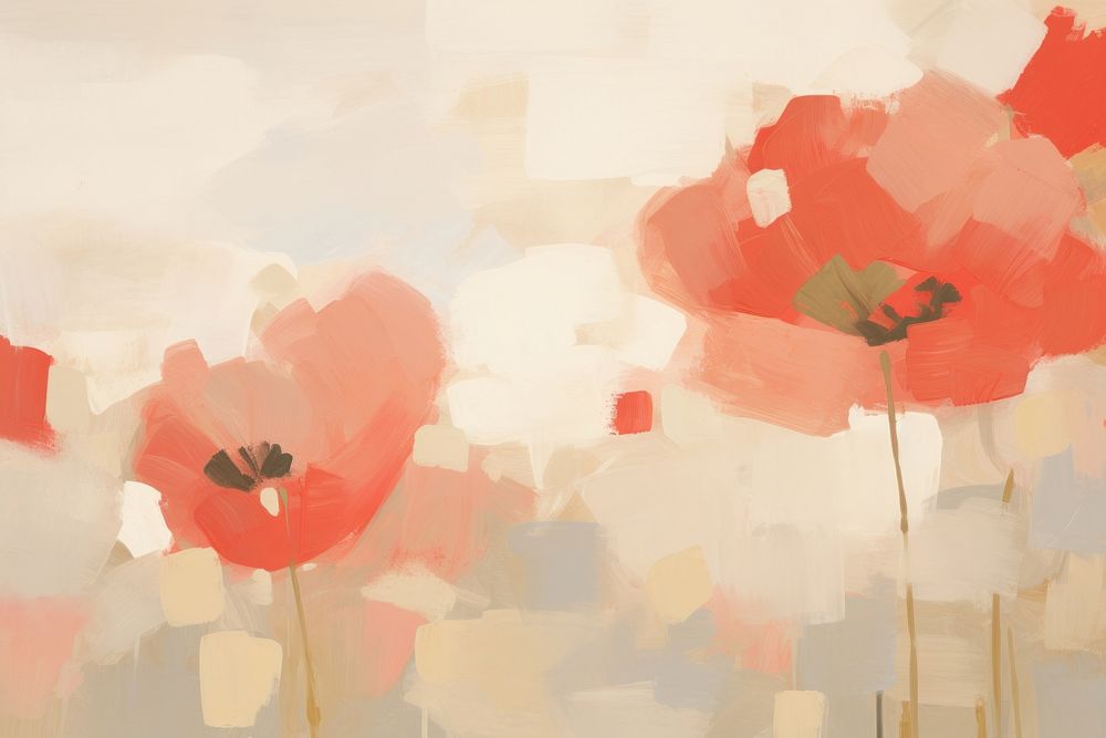 Aesthetic red poppy flower background painting backgrounds plant. AI generated Image by rawpixel.